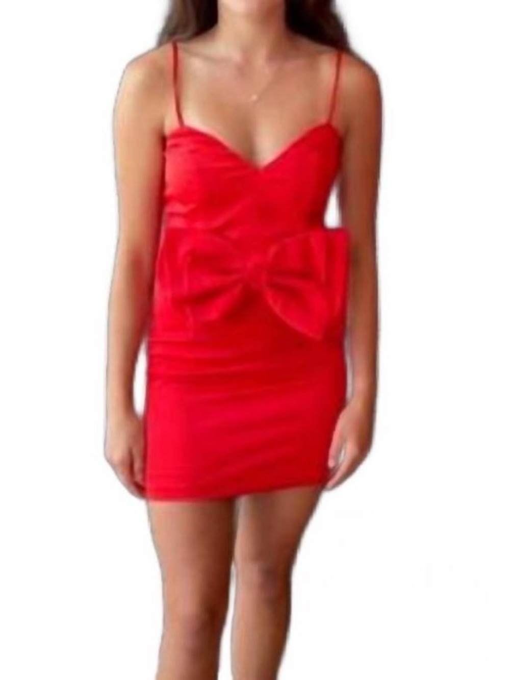KARLIE Red Bow Sweatheat Mini Dress size Medium